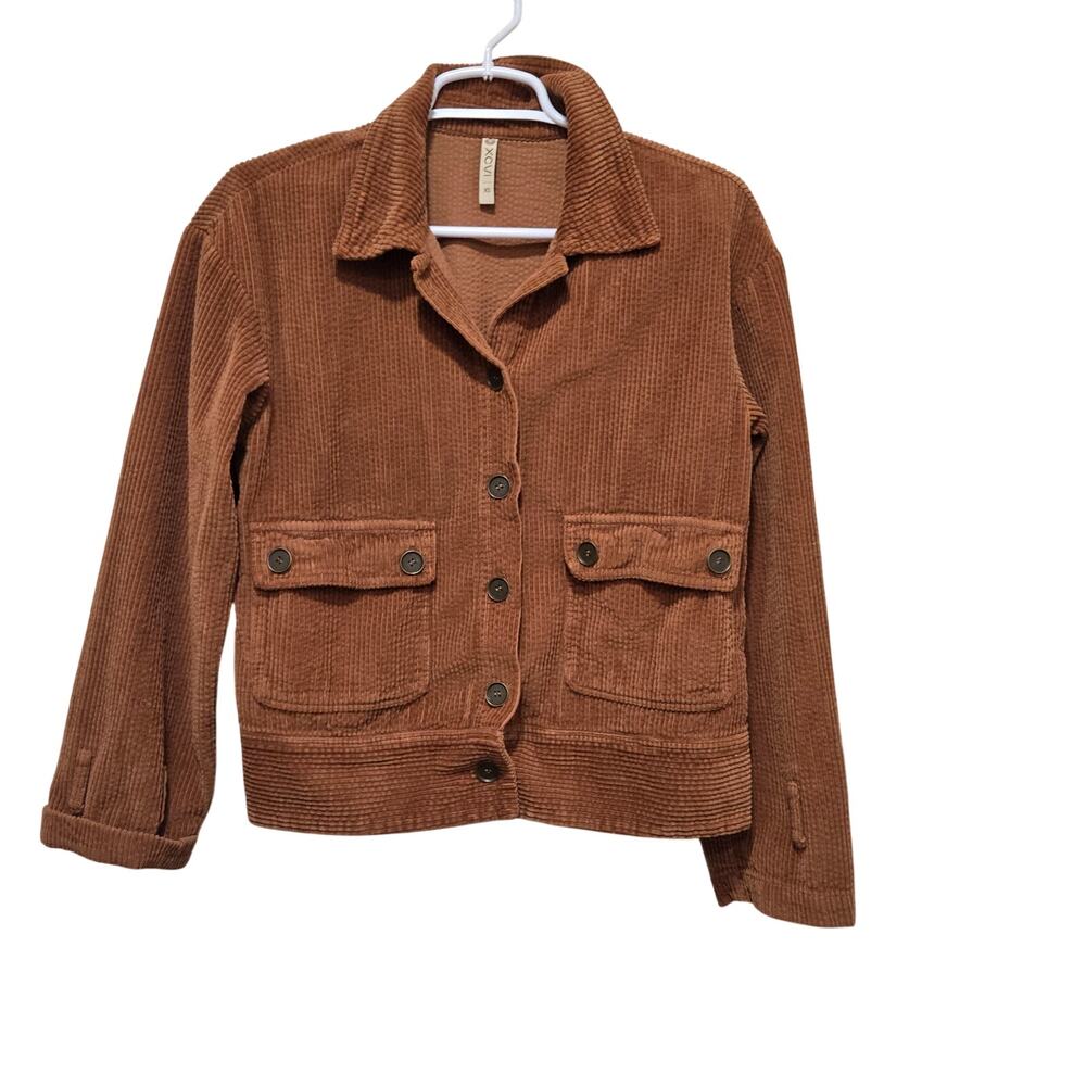 XCVI Corduroy Jacket XS Rust Brown Utility Button Front Cropped